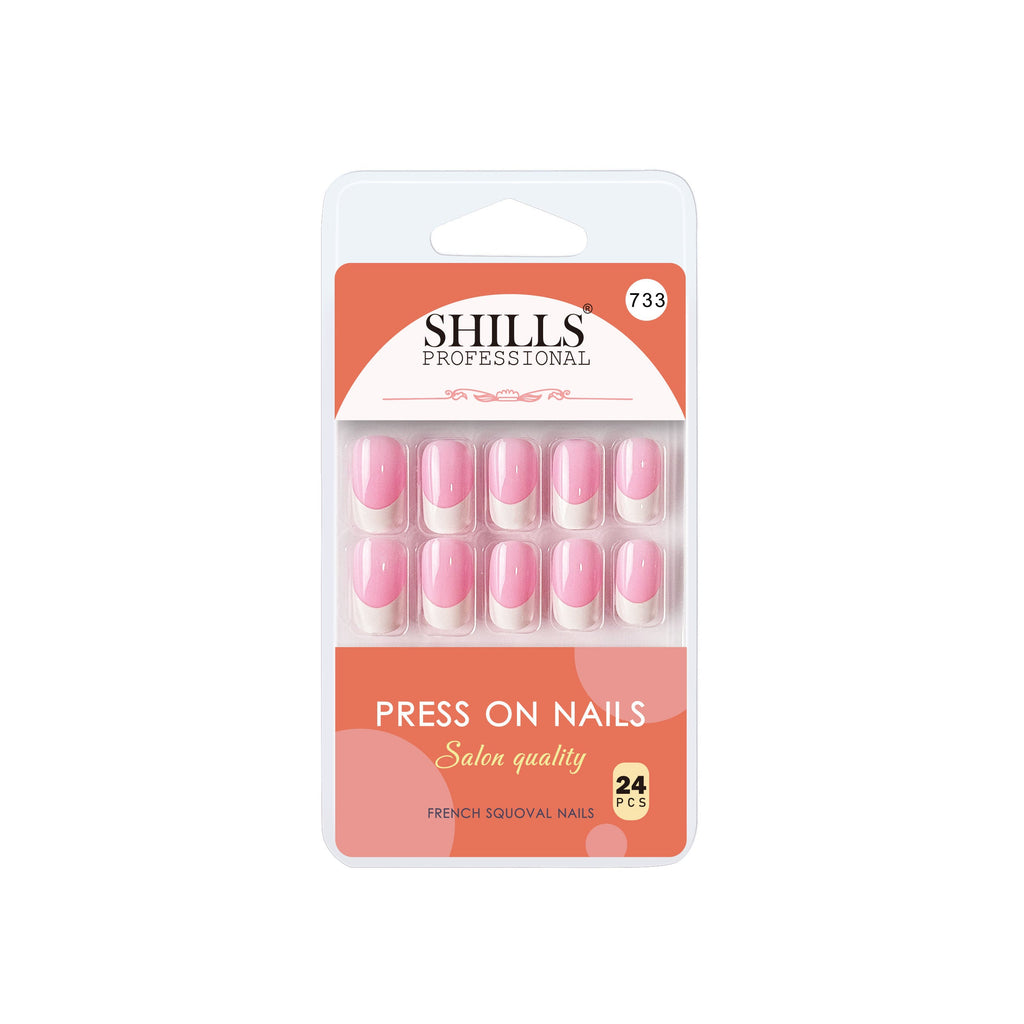 Shills Professional Reusable French Square Press On Nails - Pink