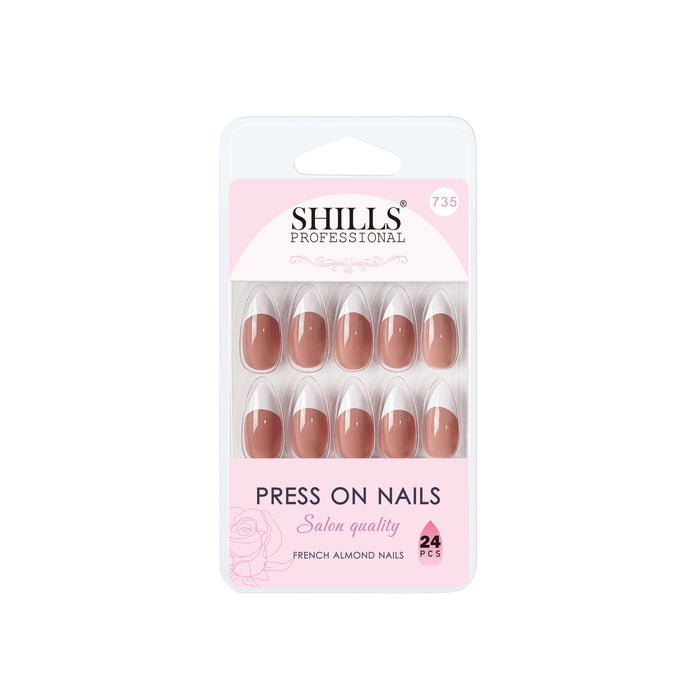 Shills Professional Reusable French Almond Press On Nails - Beige