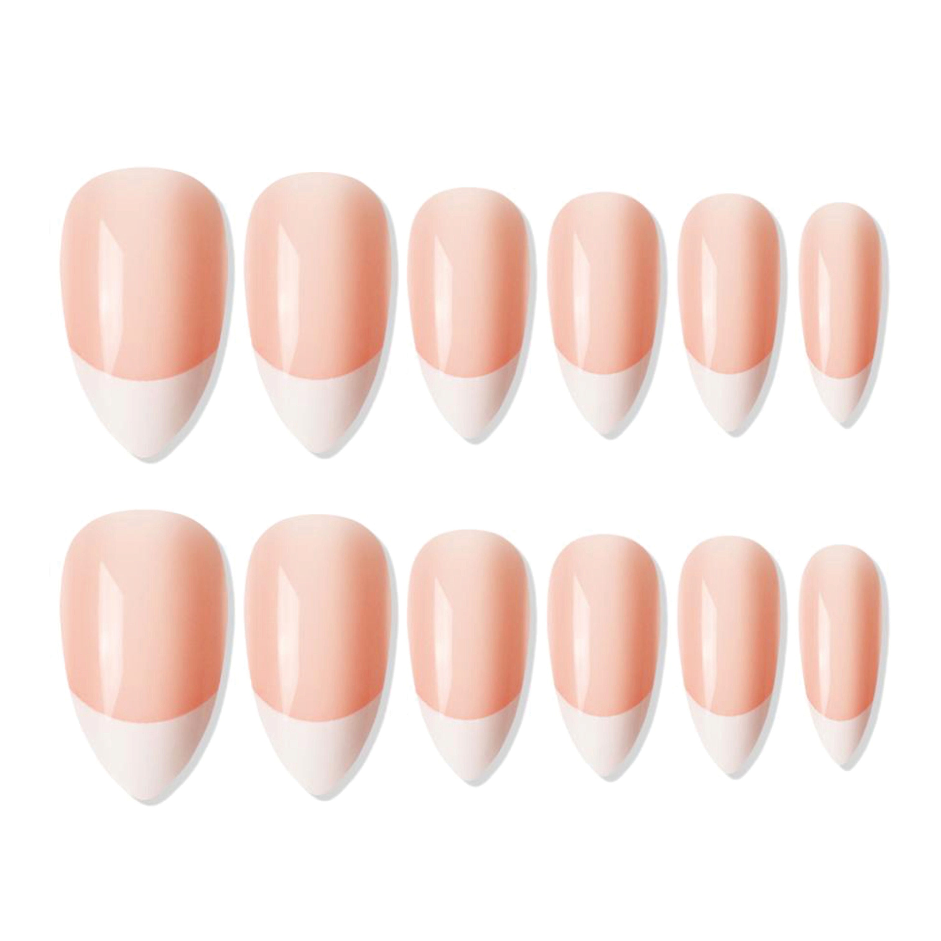 Shills Professional Reusable French Almond Press On Nails - Peach