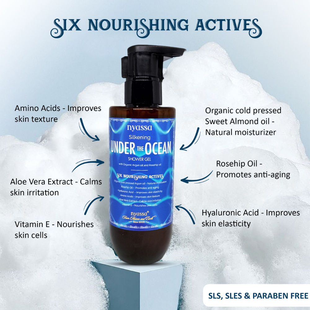 Nyassa Silkening Under The Ocean Shower Gel With Organic Argan Oil And Rosehip Oil