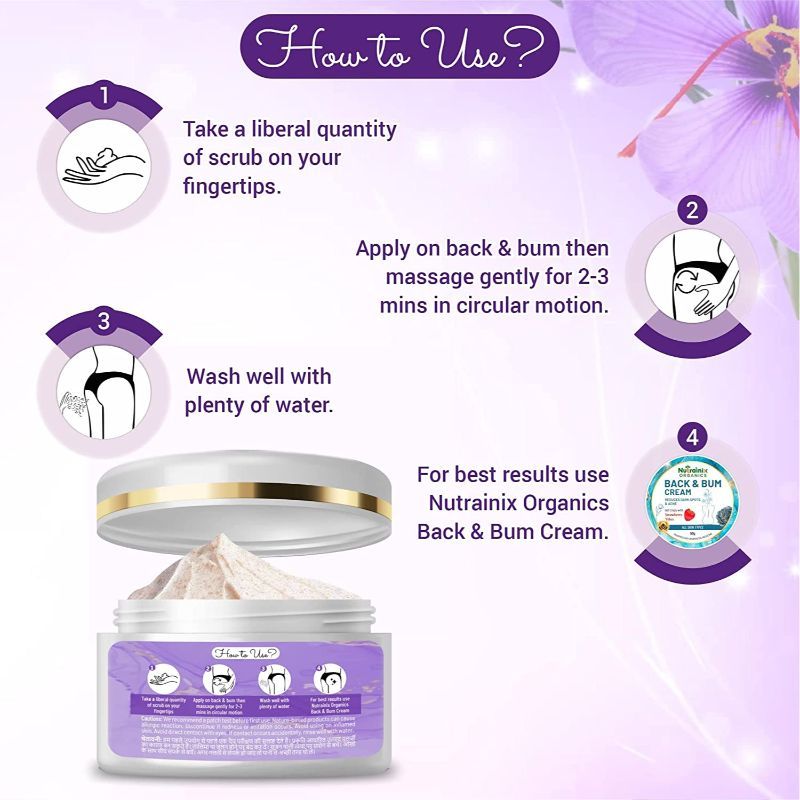Nutrainix Organics Back & Bum Dark Spots Removal Scrub Reduce Acne Spot