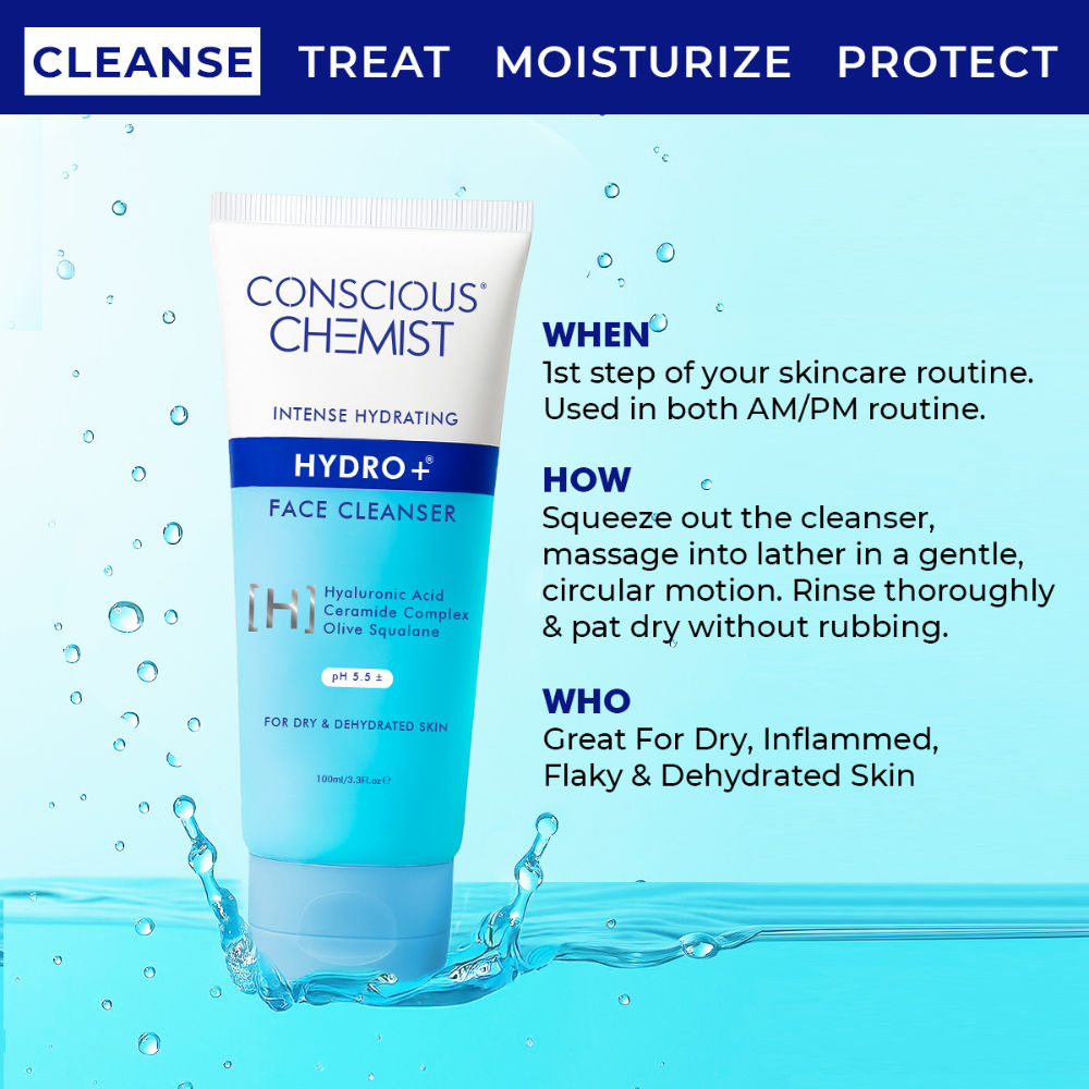 Conscious Chemist Gentle Hydrating Face Wash For Dry Skin with Hyaluronic Acid and Ceramides