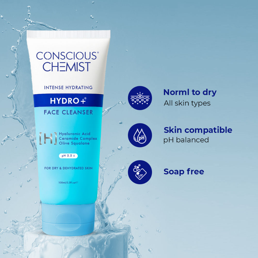 Conscious Chemist Gentle Hydrating Face Wash For Dry Skin with Hyaluronic Acid and Ceramides