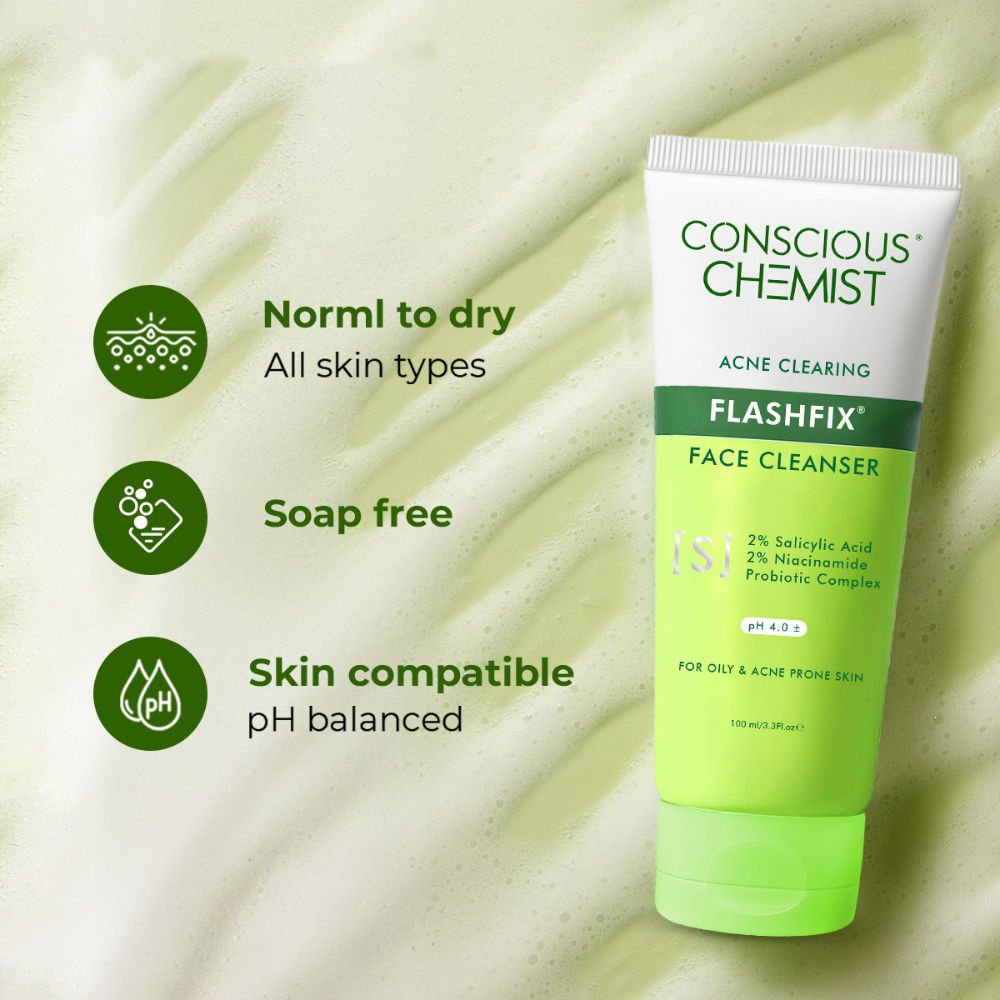 Conscious Chemist Salicylic Acid Face Wash For Oily Acne Prone Skin With Glycolic Acid &CICA Extract