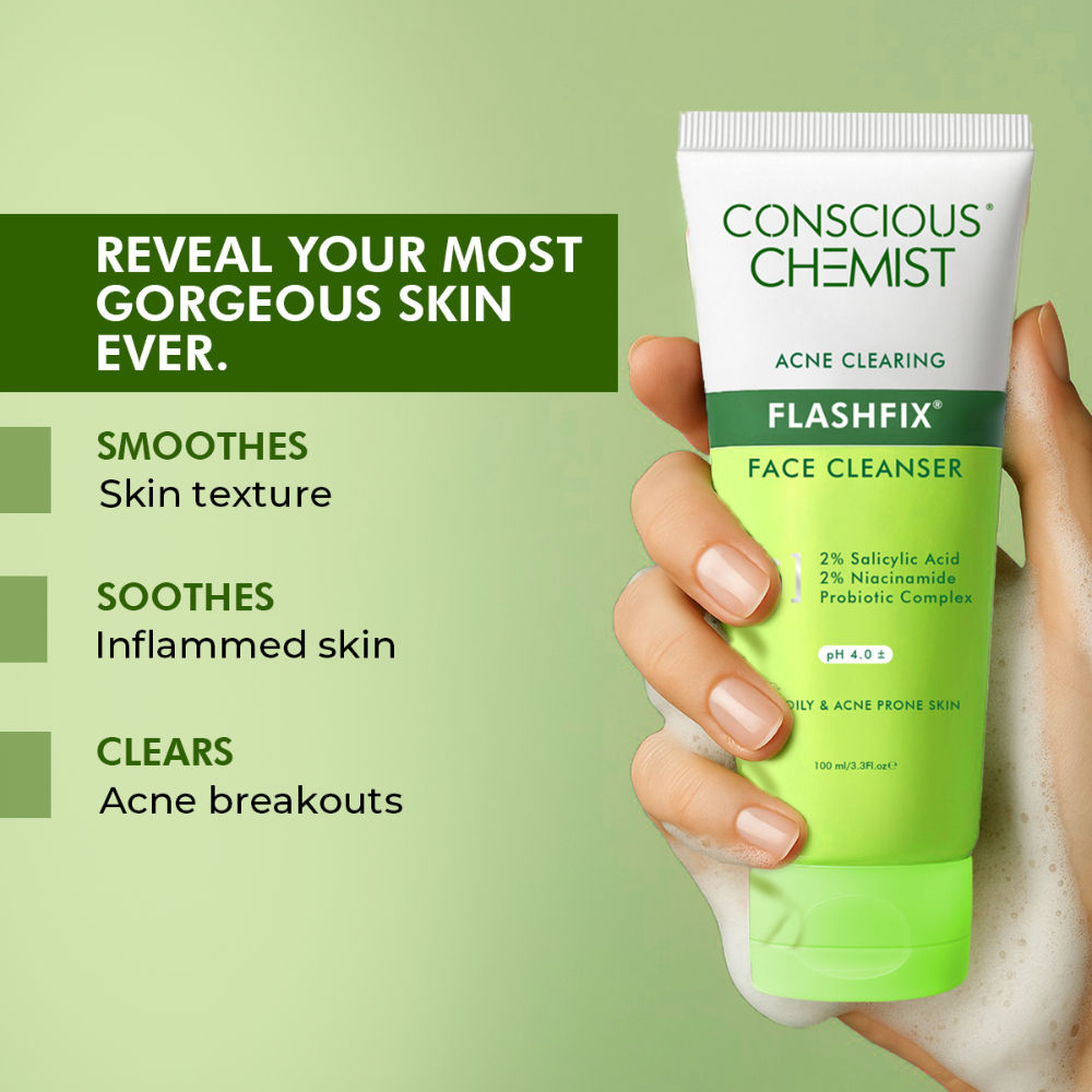 Conscious Chemist Salicylic Acid Face Wash For Oily Acne Prone Skin With Glycolic Acid &CICA Extract