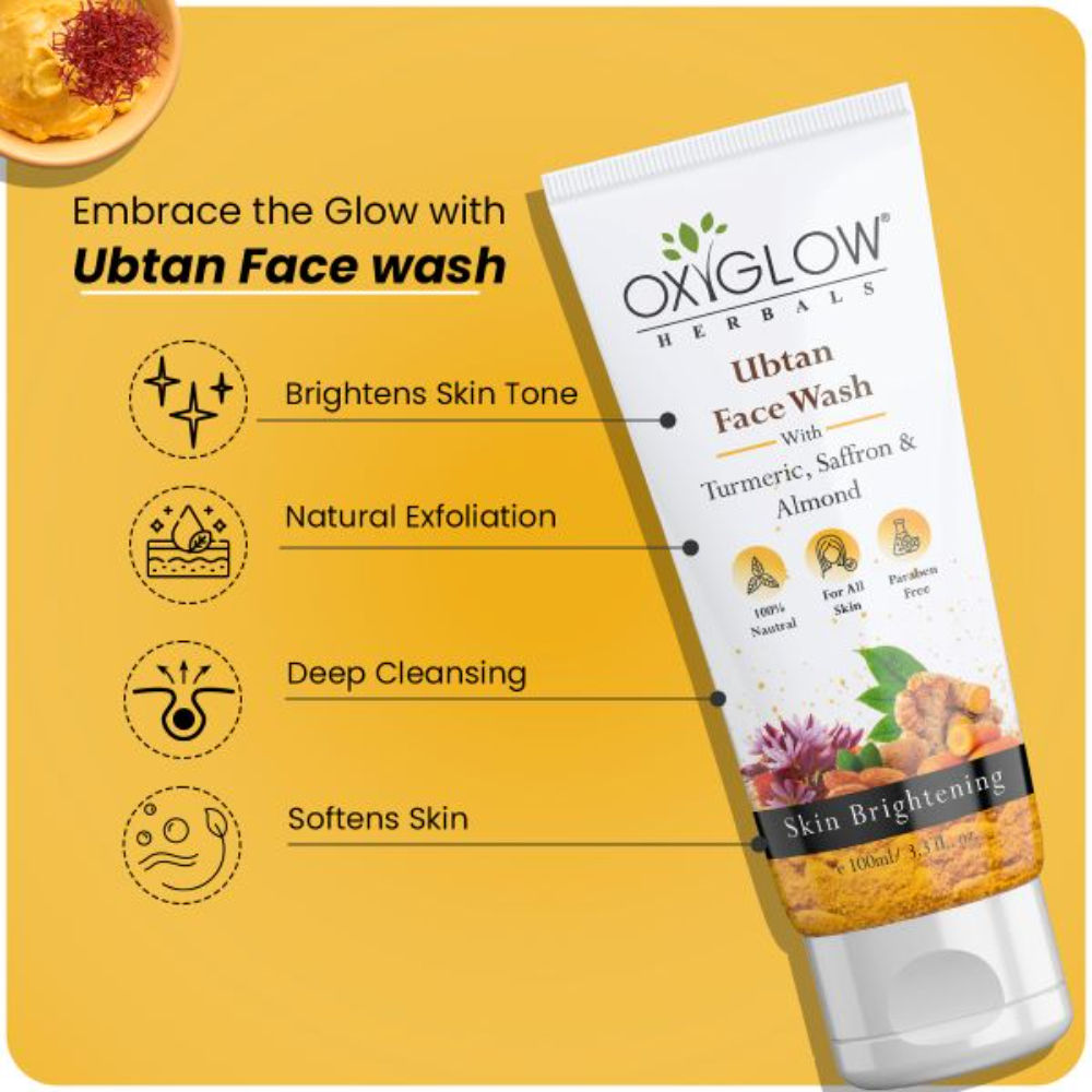 Oxyglow Herbals Ubtan Face Wash With Turmeric, Saffron & Almond