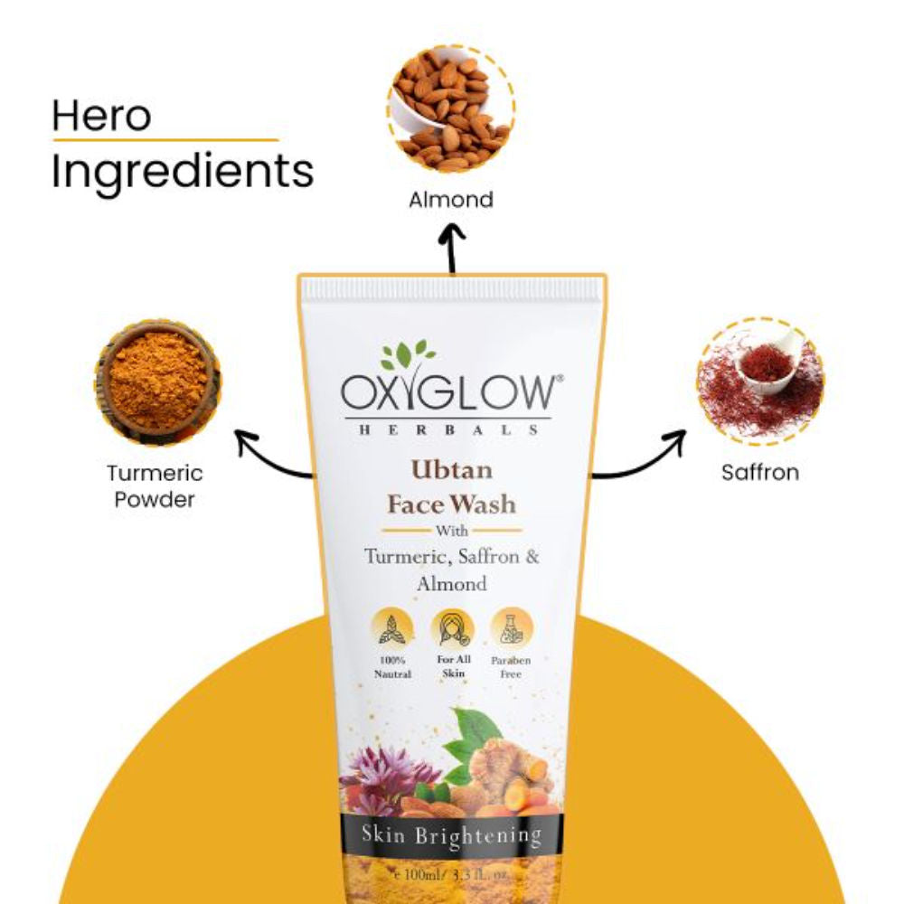 Oxyglow Herbals Ubtan Face Wash With Turmeric, Saffron & Almond