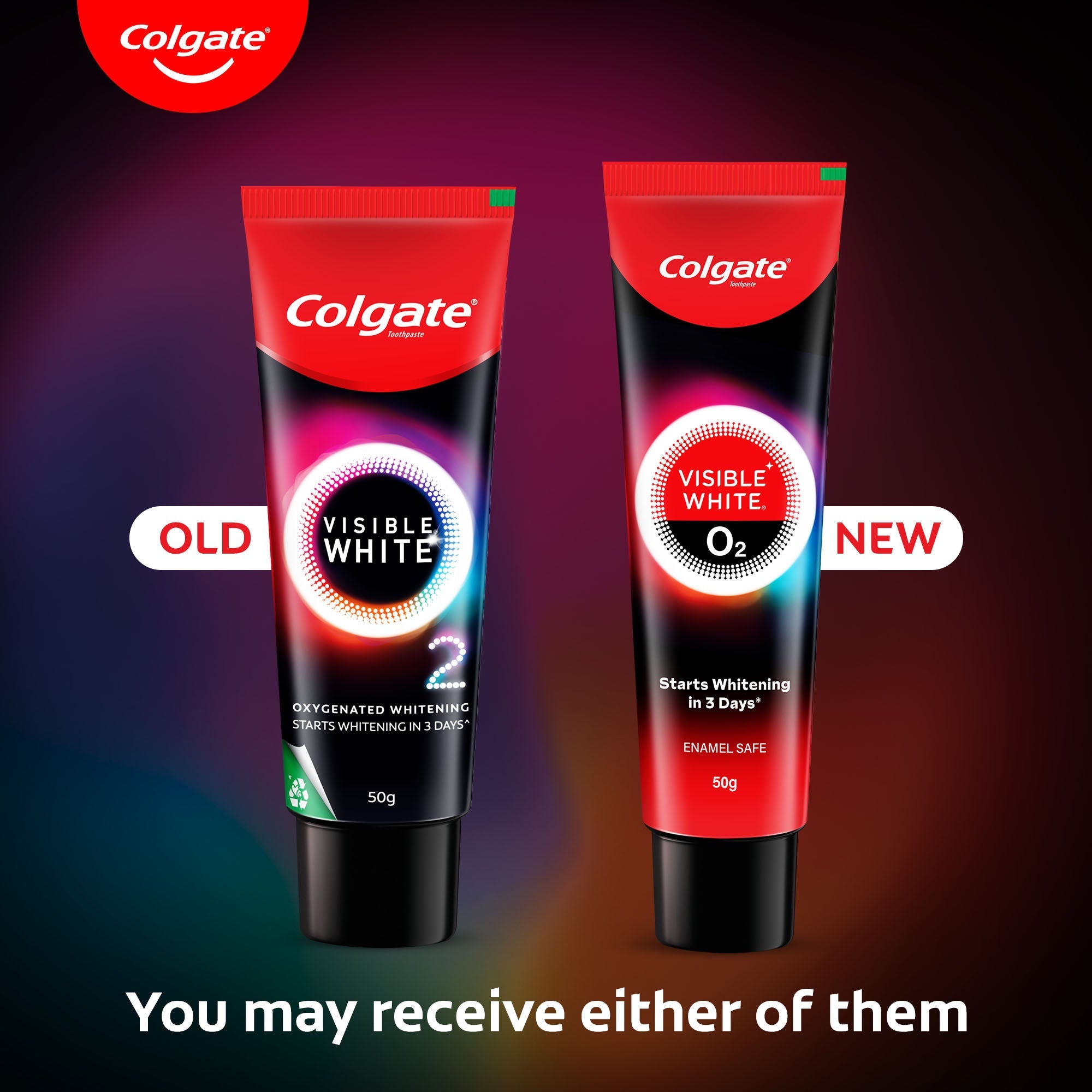 Colgate Visible White O2, Teeth Whitening Toothpaste - Peppermint Sparkle