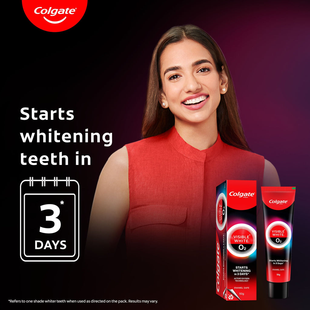 Colgate Visible White O2, Teeth Whitening Toothpaste - Peppermint Sparkle