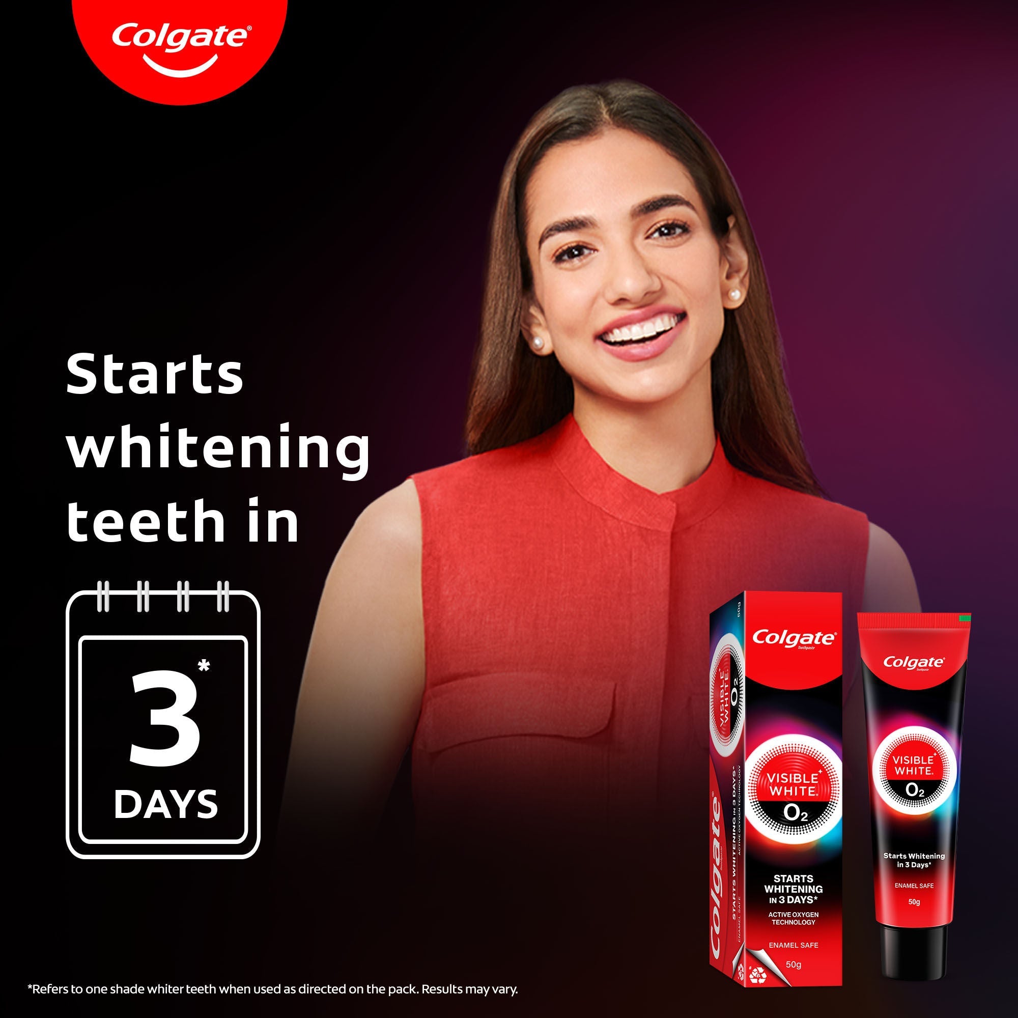 Colgate Visible White O2, Teeth Whitening Toothpaste - Peppermint Sparkle