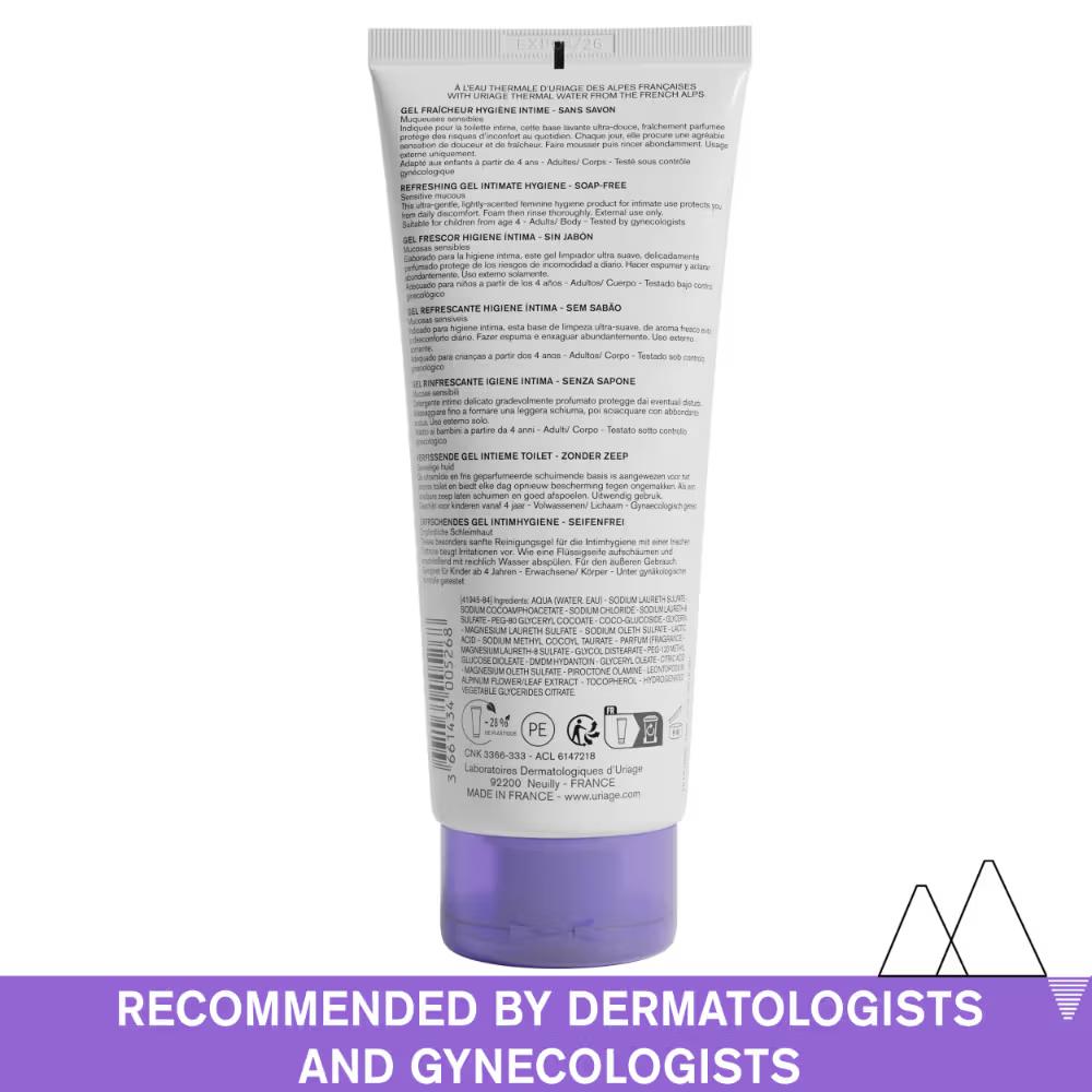 Uriage Gyn-Phy Intimate Refreshing Cleansing Gel Gentle Daily Hygiene Wash for Intimate Areas