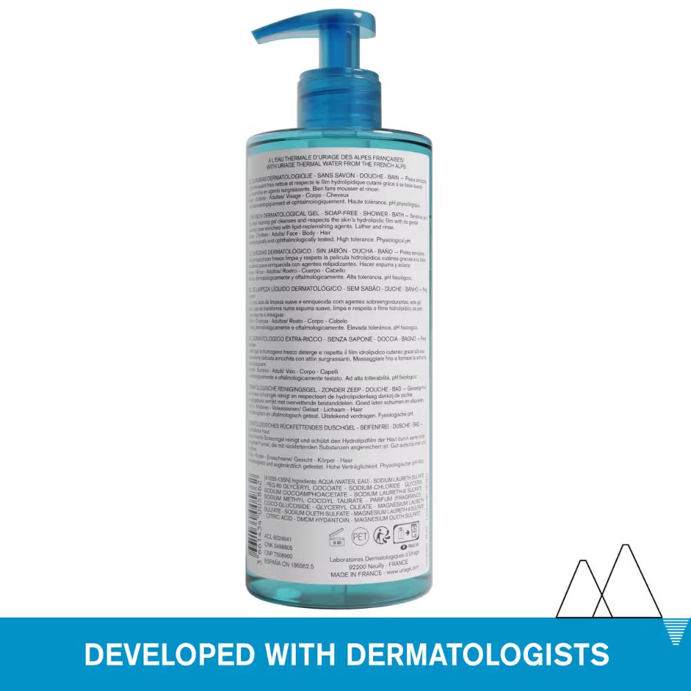 Uriage Extra-Rich Dermatological Face & Body Wash Shower gel for Sensitive Skin Healthy pH 5.5