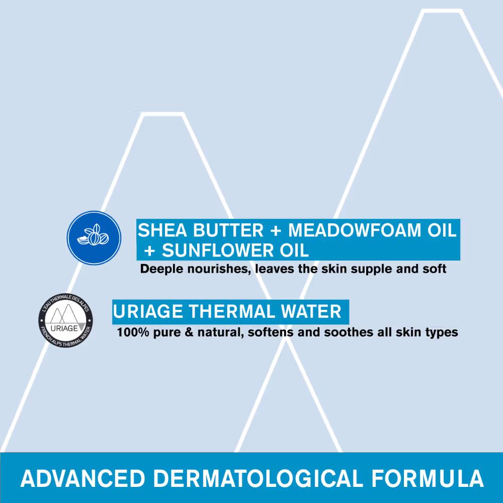 Uriage Cleansing Cream With Shea Butter, Glycerine For Sensitive Skin On Face & Body, Soap-Free