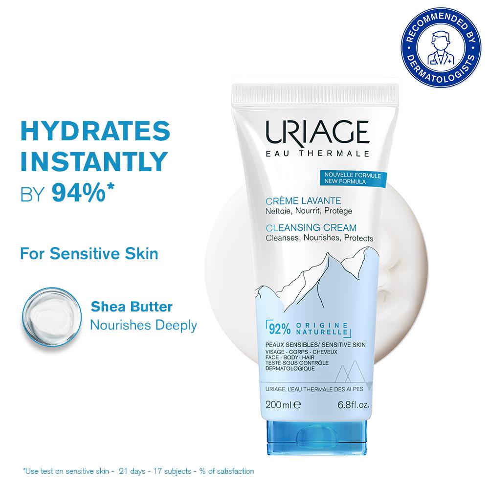 Uriage Cleansing Cream With Shea Butter, Glycerine For Sensitive Skin On Face & Body, Soap-Free