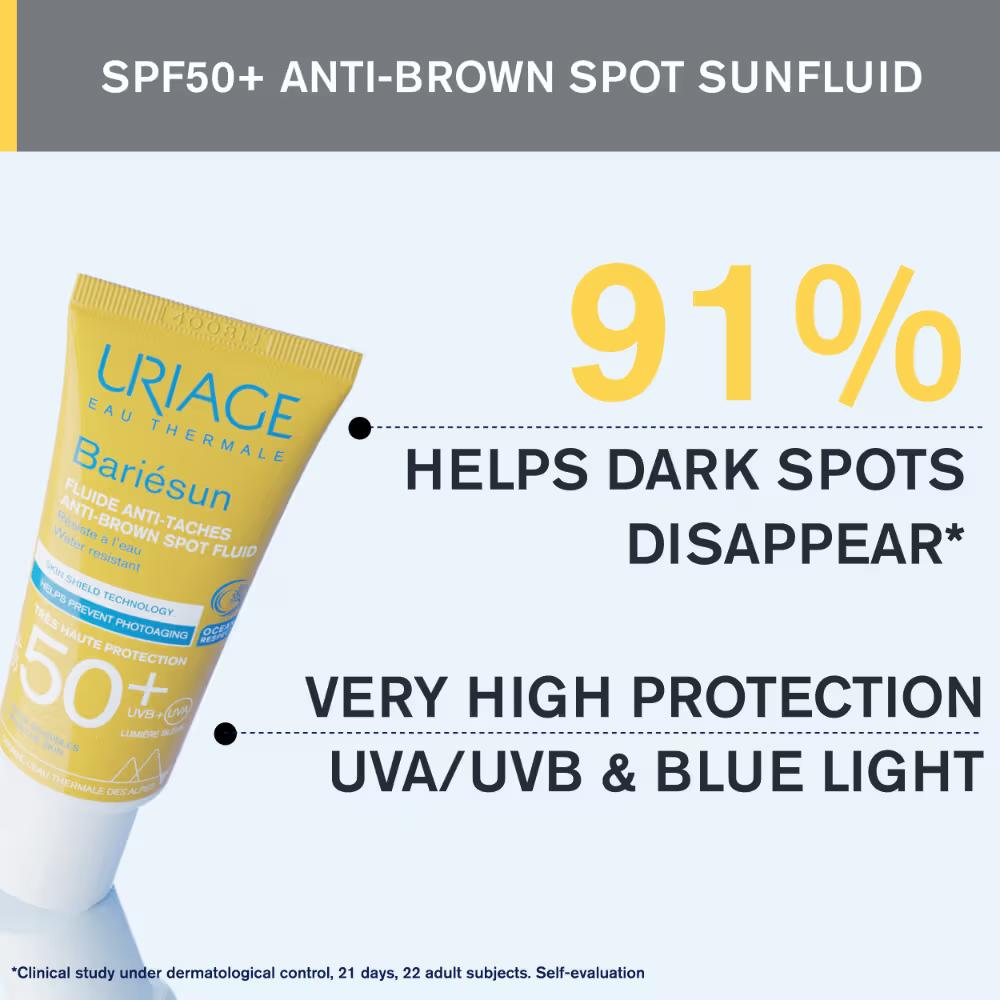 Uriage Bariesun Anti-Brown Spot Sunscreen SPF50+ Vitamin C&E Reduces Dark Spots Dermat Recommended