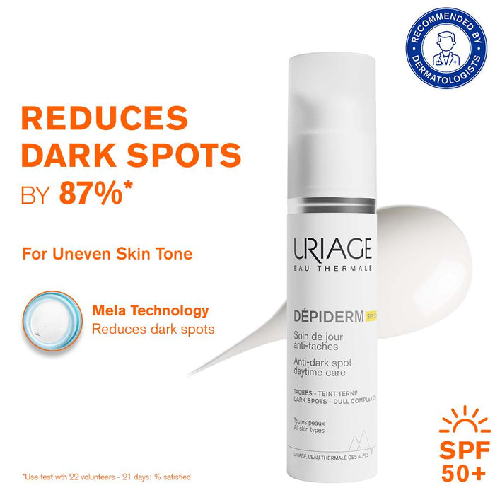 Uriage Depiderm Anti-Dark Spot Day Face Cream SPF 50+ Vitamin C Reduces Melasma Boosts Radiance