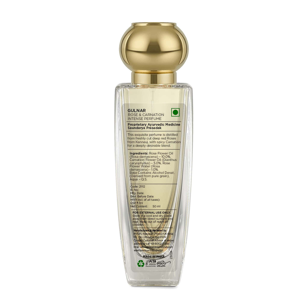 Forest Essentials Intense Perfume Rose & Carnation - Long Lasting Luxury Perfume For Her