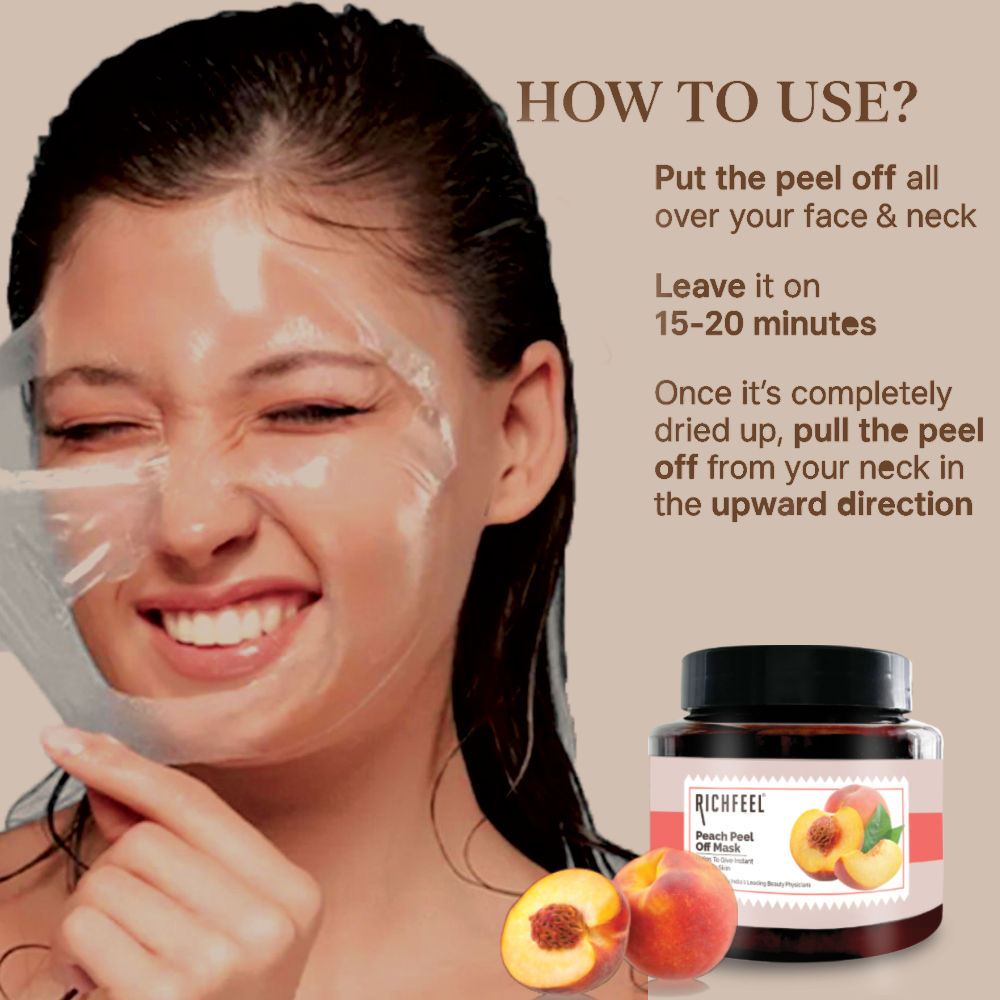 Richfeel Peach Peel Off Mask for Glowing Skin , Deep Cleansing, Blackhead Removal, Cooling Effect