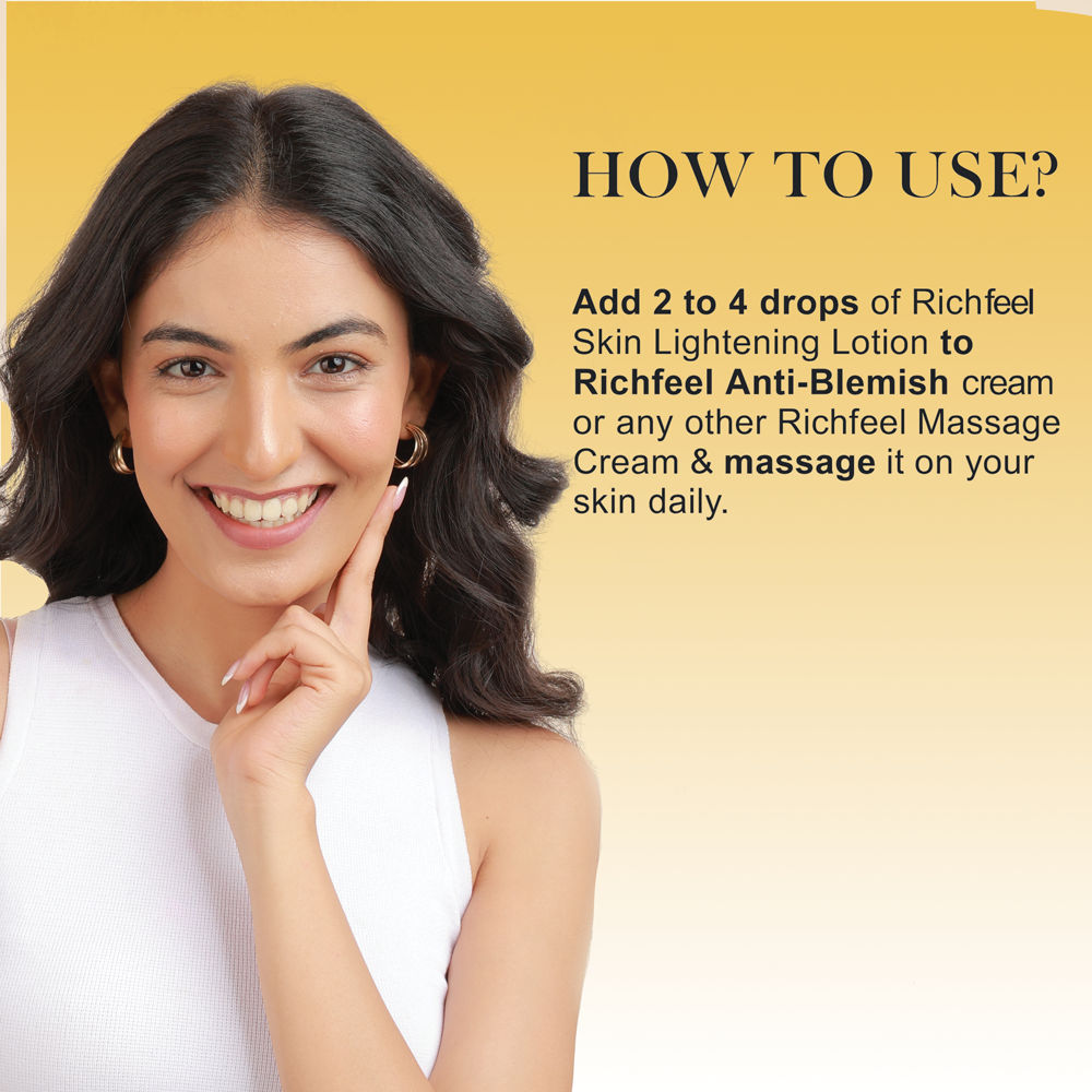 Richfeel Skin Lightening Lotion - Reduces Pigmentation, Lightens Spots & Tan, Non-Oily Base