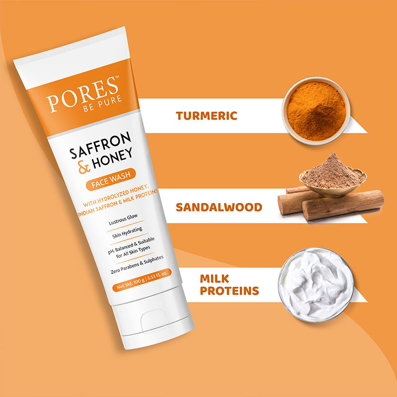 Pores Be Pure Saffron Glow Bright Face Wash With Honey