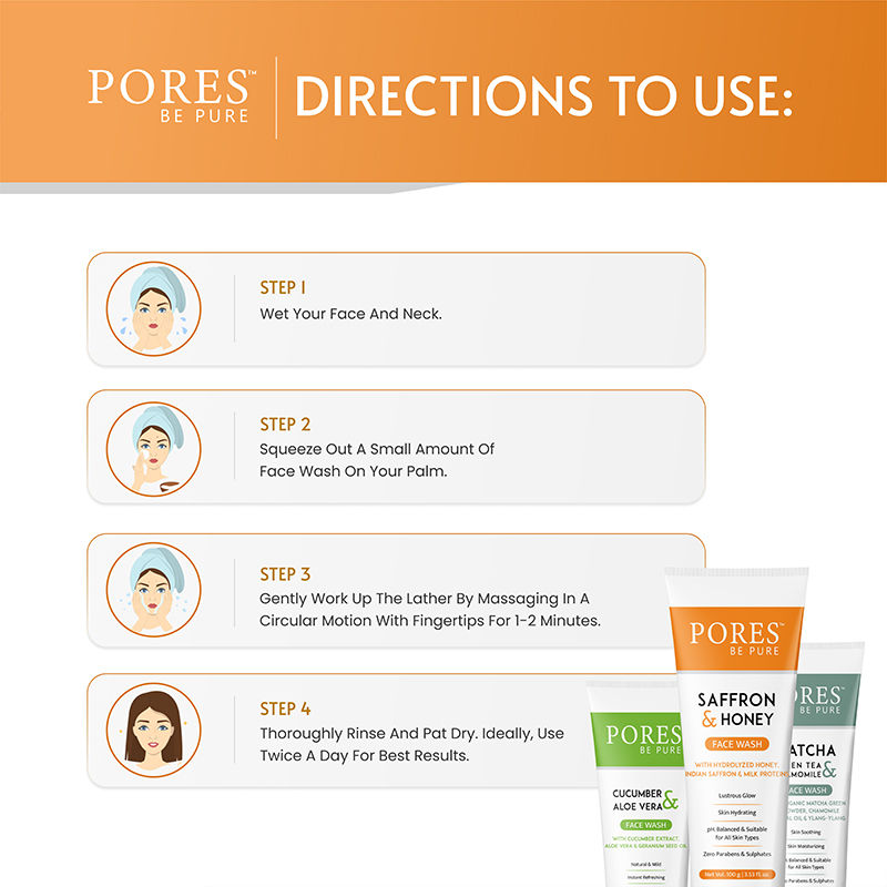 Pores Be Pure Saffron Glow Bright Face Wash With Honey