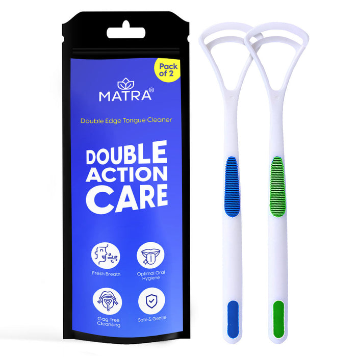 Matra Tongue Cleaner Scraper with Double Edges for Fresh Breath Oral Hygiene & Digestive Health (2 pcs)