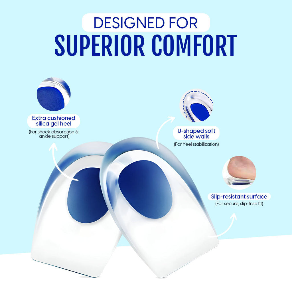 Matra Silicone Gel Heel Pads Cushion Cup Insoles for Pain Relief, Heel Support, Shoe Inserts (1 Pair)