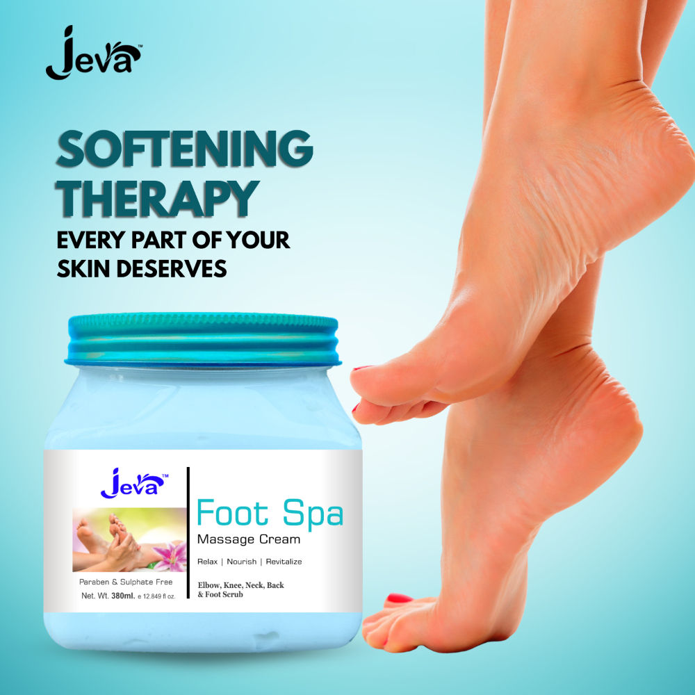 Jeva Foot Spa Cream - Deep Moisturizing & Softening Gel for Elbows, Knees & Feet