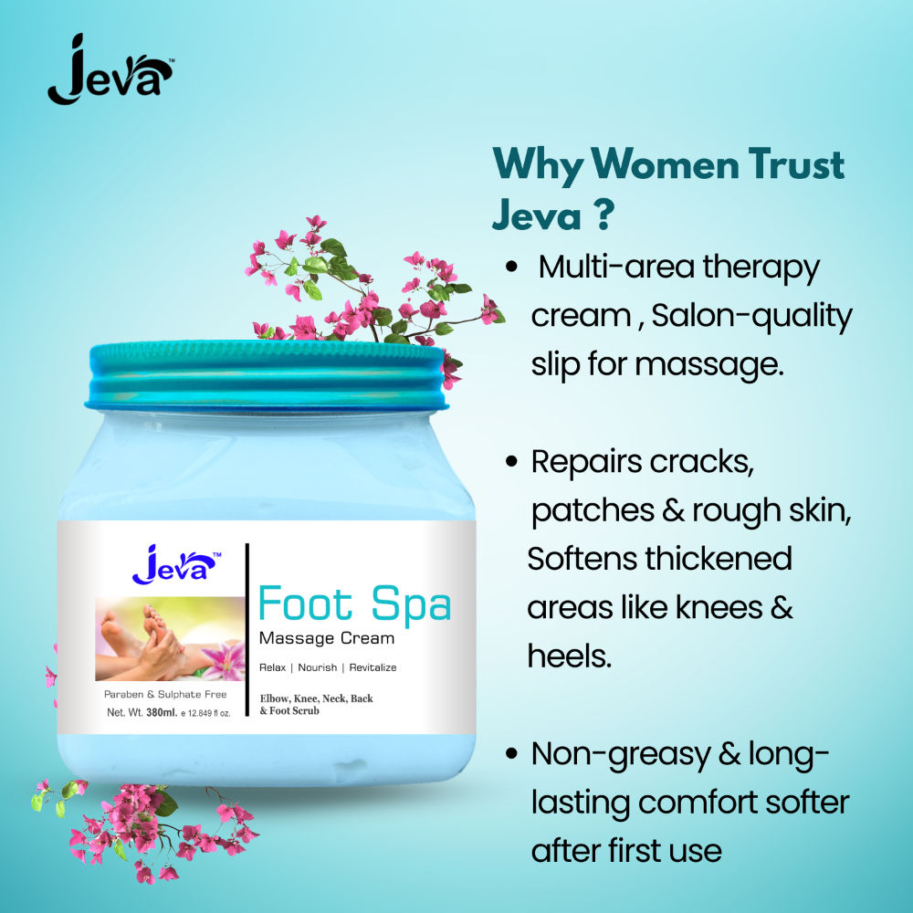 Jeva Foot Spa Cream - Deep Moisturizing & Softening Gel for Elbows, Knees & Feet