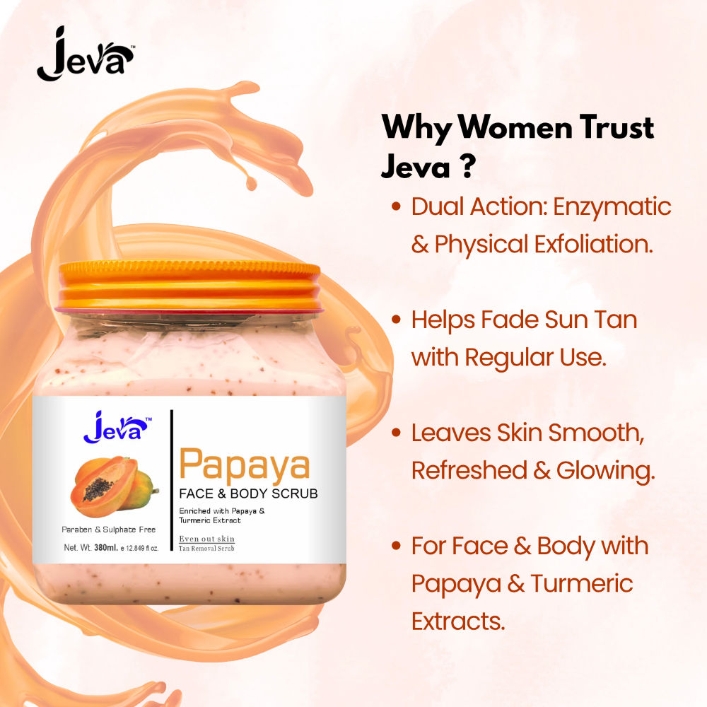 Jeva Papaya Tan Removal Scrub - Brightening & Smoothening