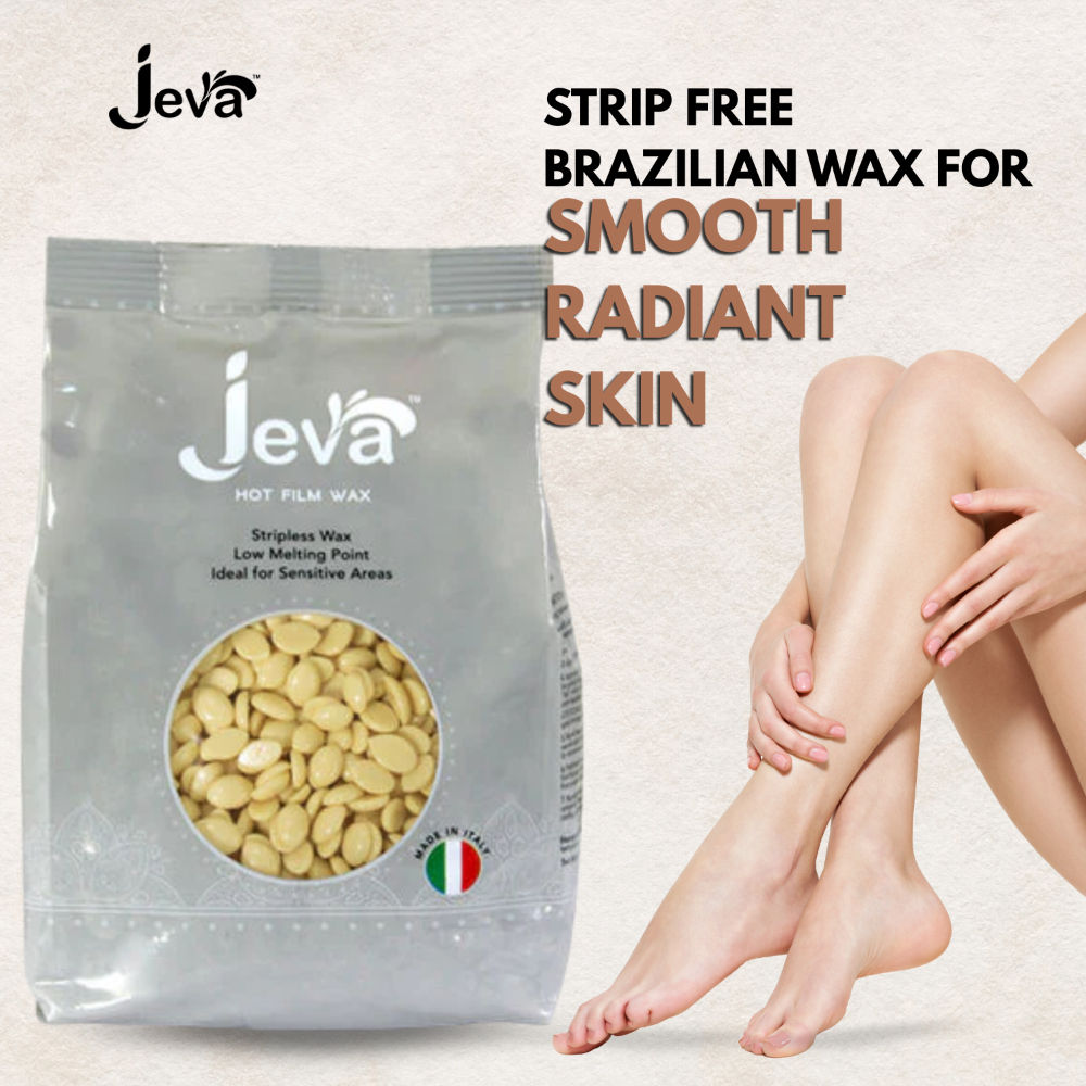 Jeva Hot Film Wax Natural Stripless Hard Wax Beads for Smooth Hair Removal Face & Body 500g