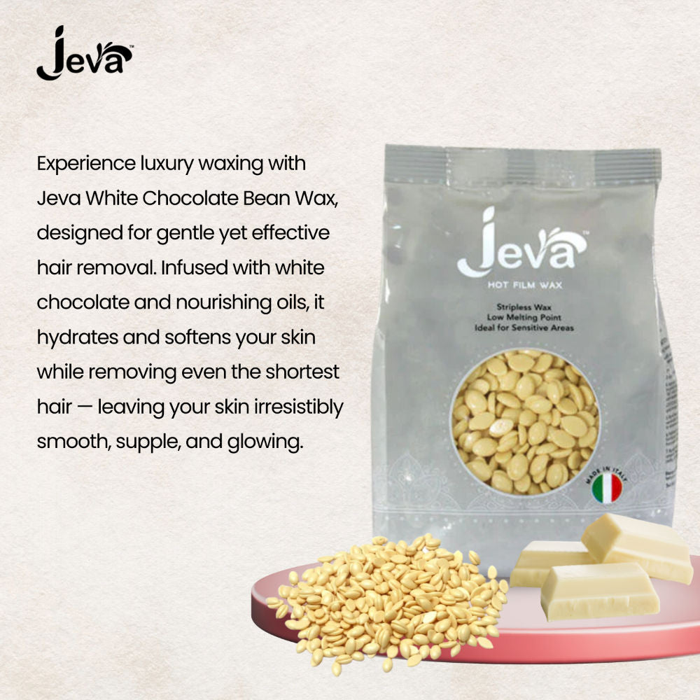 Jeva Hot Film Wax Natural Stripless Hard Wax Beads for Smooth Hair Removal Face & Body 500g