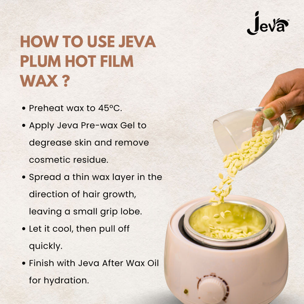 Jeva Hot Film Wax Natural Stripless Hard Wax Beads for Smooth Hair Removal Face & Body 100g
