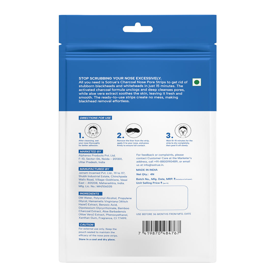 Sotrue Charcoal Nose Pore Deep Cleansing Strips For Blackheads & Whiteheads Removal