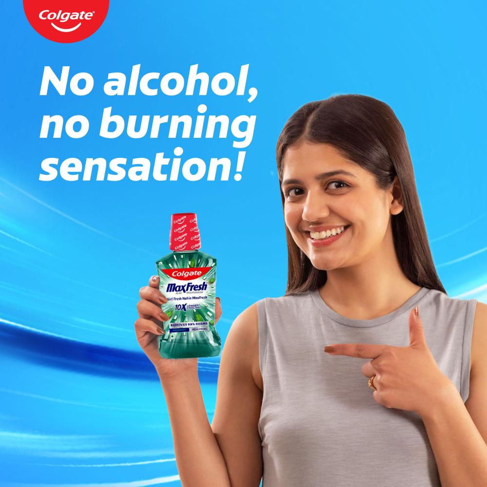 Colgate Maxfresh Plax Antibacterial Mouthwash, Fresh Mint