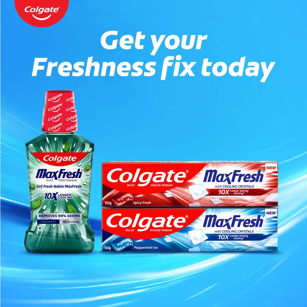 Colgate Maxfresh Plax Antibacterial Mouthwash, Fresh Mint