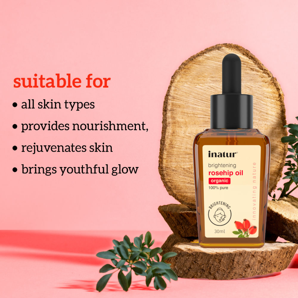 inatur Rosehip Oil, 100% Pure & Cold Pressed, Moisturizing, Anti-Aging & Hydrating Facial Oil