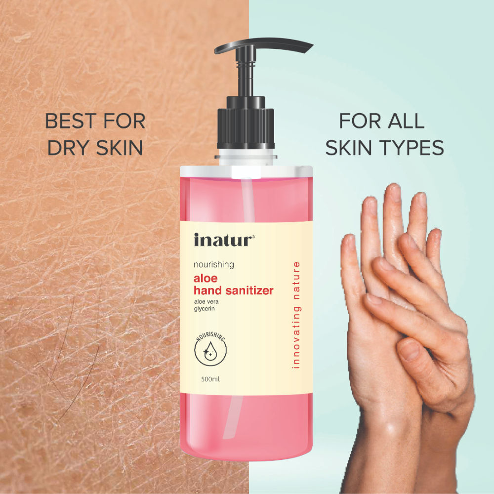inatur Hand Sanitizer Gel With 85% Alcohol & Aloe Vera, Kills 99.9% Germs, Gentle & Kids Safe