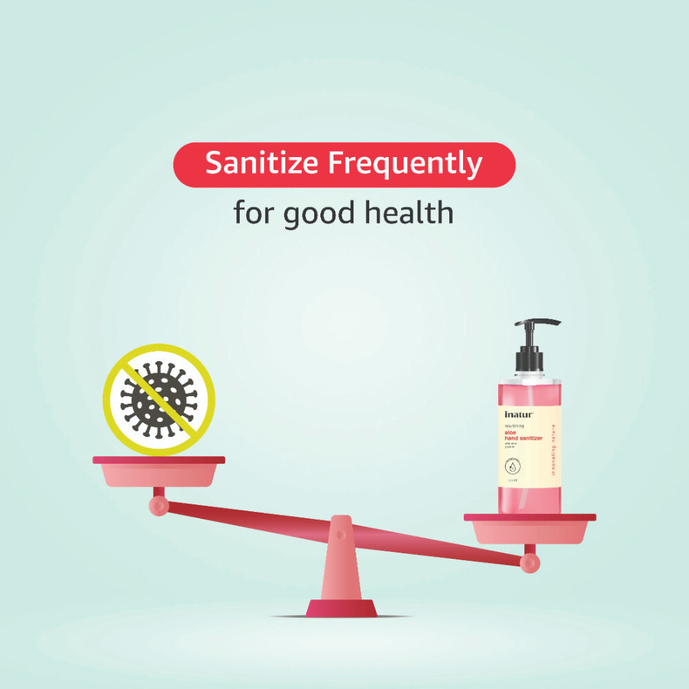 inatur Hand Sanitizer Gel With 85% Alcohol & Aloe Vera, Kills 99.9% Germs, Gentle & Kids Safe