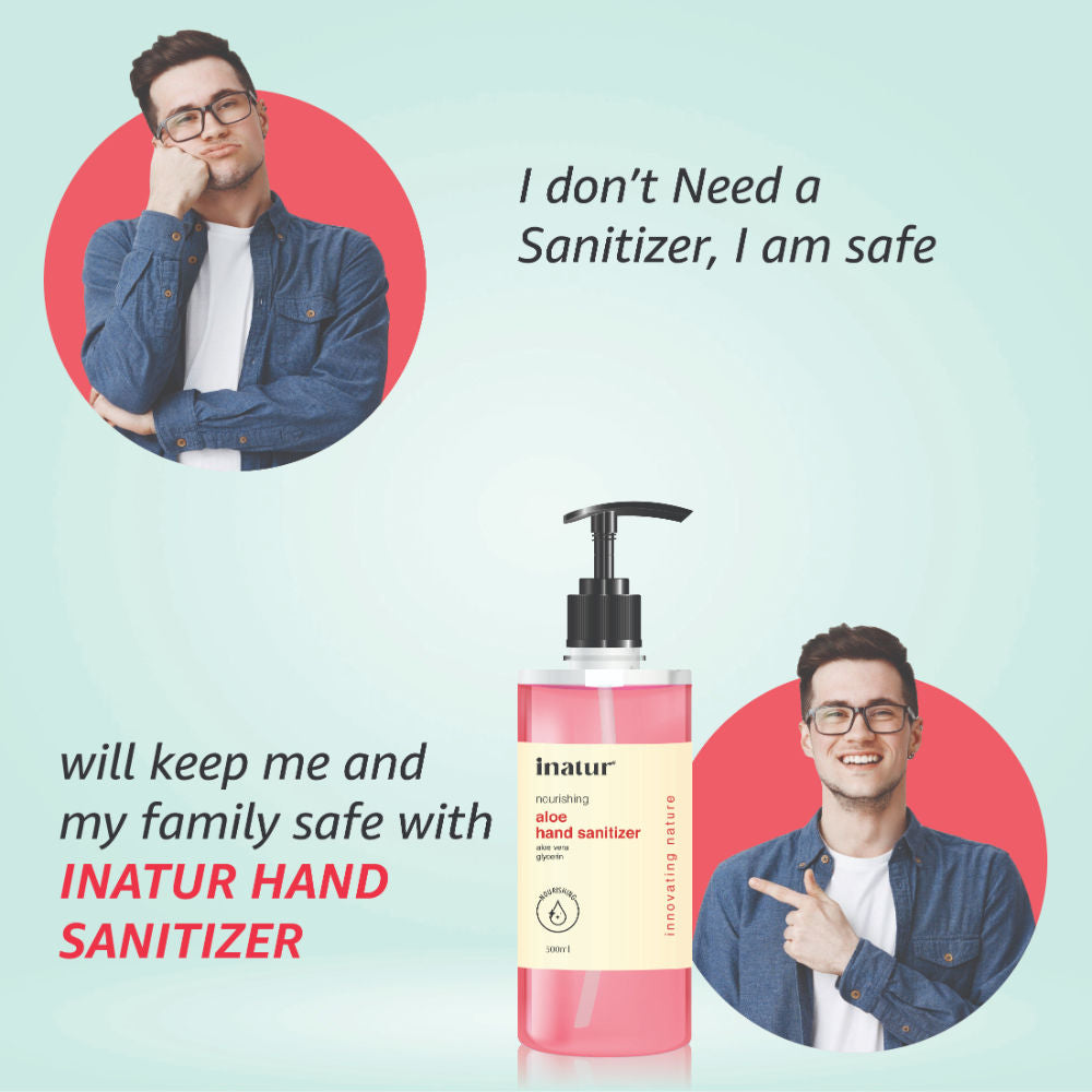 inatur Hand Sanitizer Gel With 85% Alcohol & Aloe Vera, Kills 99.9% Germs, Gentle & Kids Safe