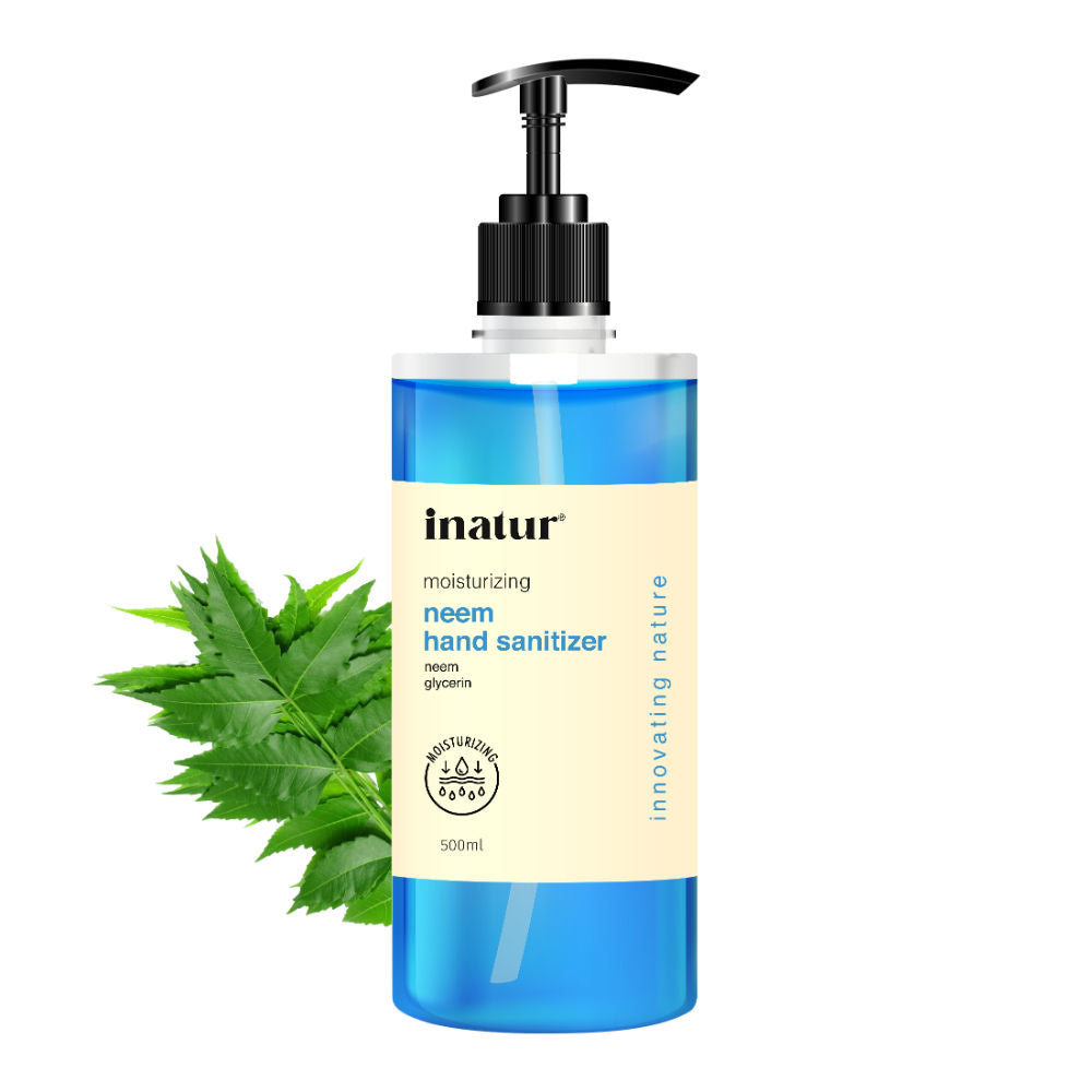 inatur Hand Sanitizer Gel With 85% Alcohol, Neem & Glycerin, Kills 99.9% Germs & Quick-Dry, Kids Safe