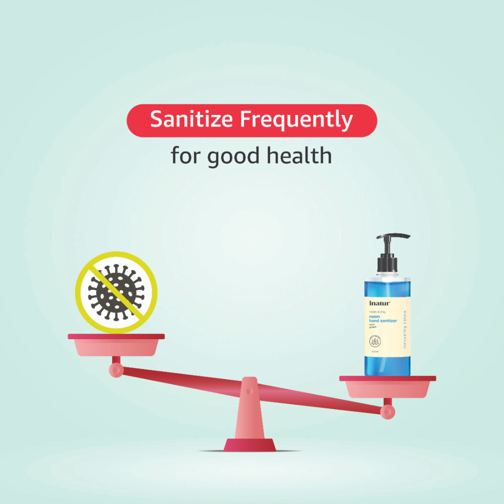 inatur Hand Sanitizer Gel With 85% Alcohol, Neem & Glycerin, Kills 99.9% Germs & Quick-Dry, Kids Safe