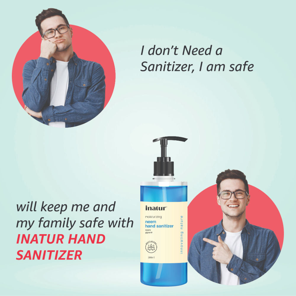 inatur Hand Sanitizer Gel With 85% Alcohol, Neem & Glycerin, Kills 99.9% Germs & Quick-Dry, Kids Safe