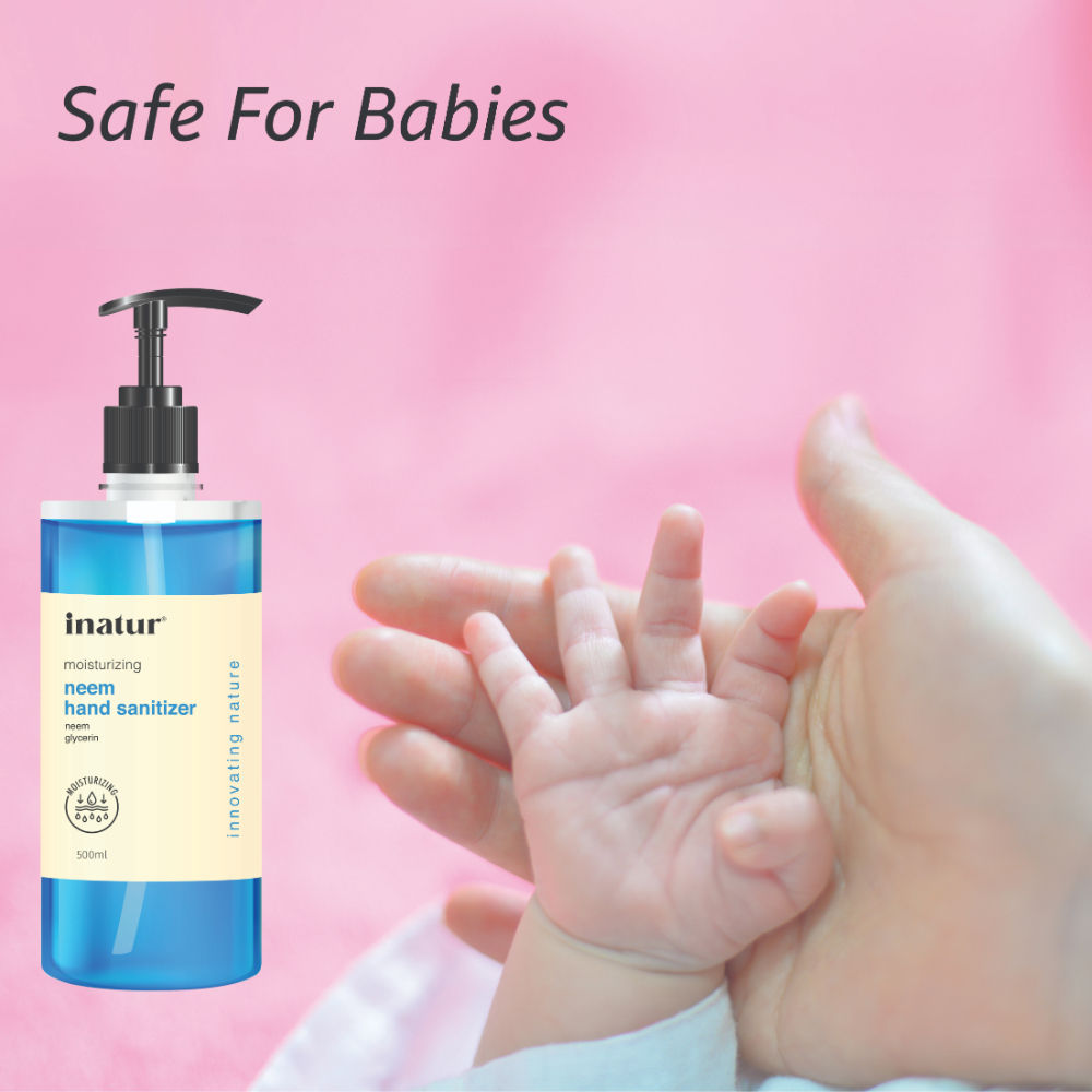 inatur Hand Sanitizer Gel With 85% Alcohol, Neem & Glycerin, Kills 99.9% Germs & Quick-Dry, Kids Safe