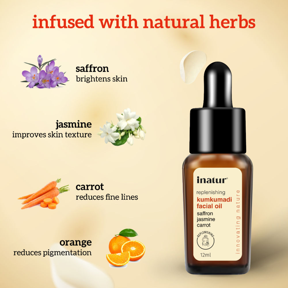 inatur Kumkumadi Face Oil, Ayurvedic Glow Formula, Reduces Blemishes, Fine Lines, for All Skin