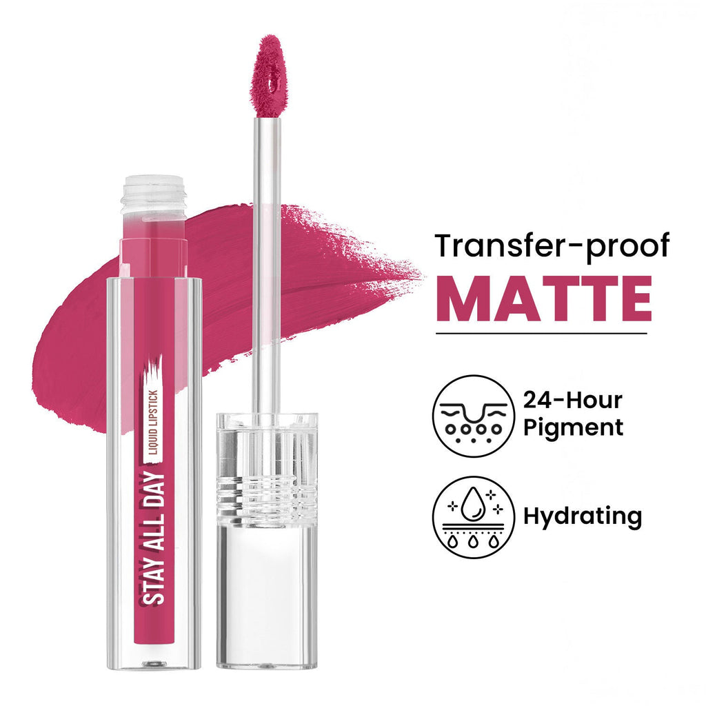 Swiss Beauty Stay All Day Liquid Lipstick 24 Hour Stay Transfer-Proof