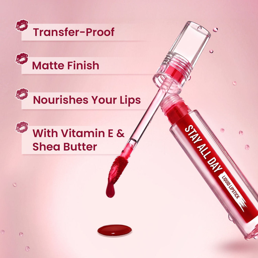 Swiss Beauty Stay All Day Liquid Lipstick 24 Hour Stay Transfer-Proof
