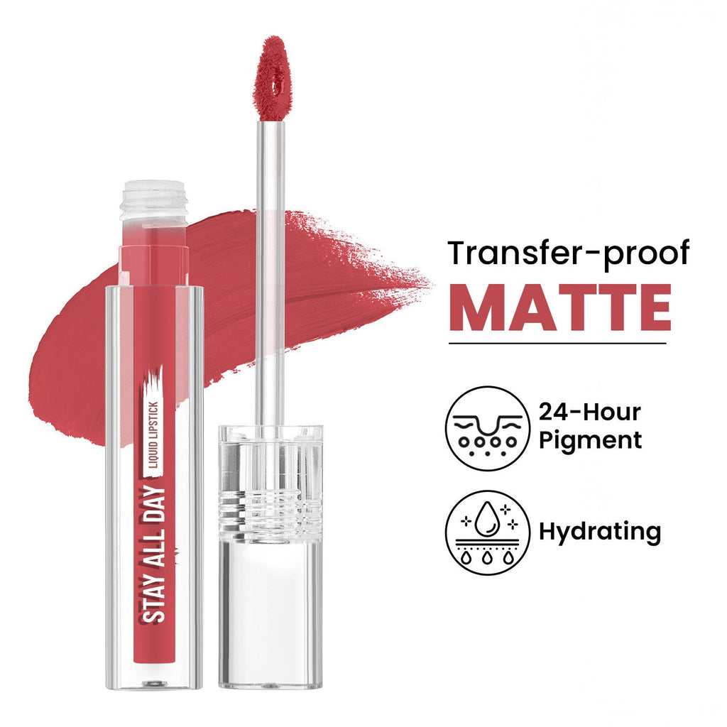 Swiss Beauty Stay All Day Liquid Lipstick 24 Hour Stay Transfer-Proof