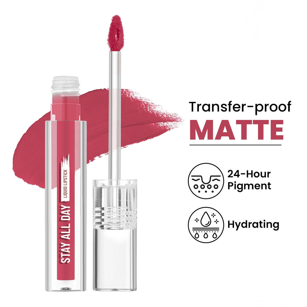 Swiss Beauty Stay All Day Liquid Lipstick 24 Hour Stay Transfer-Proof