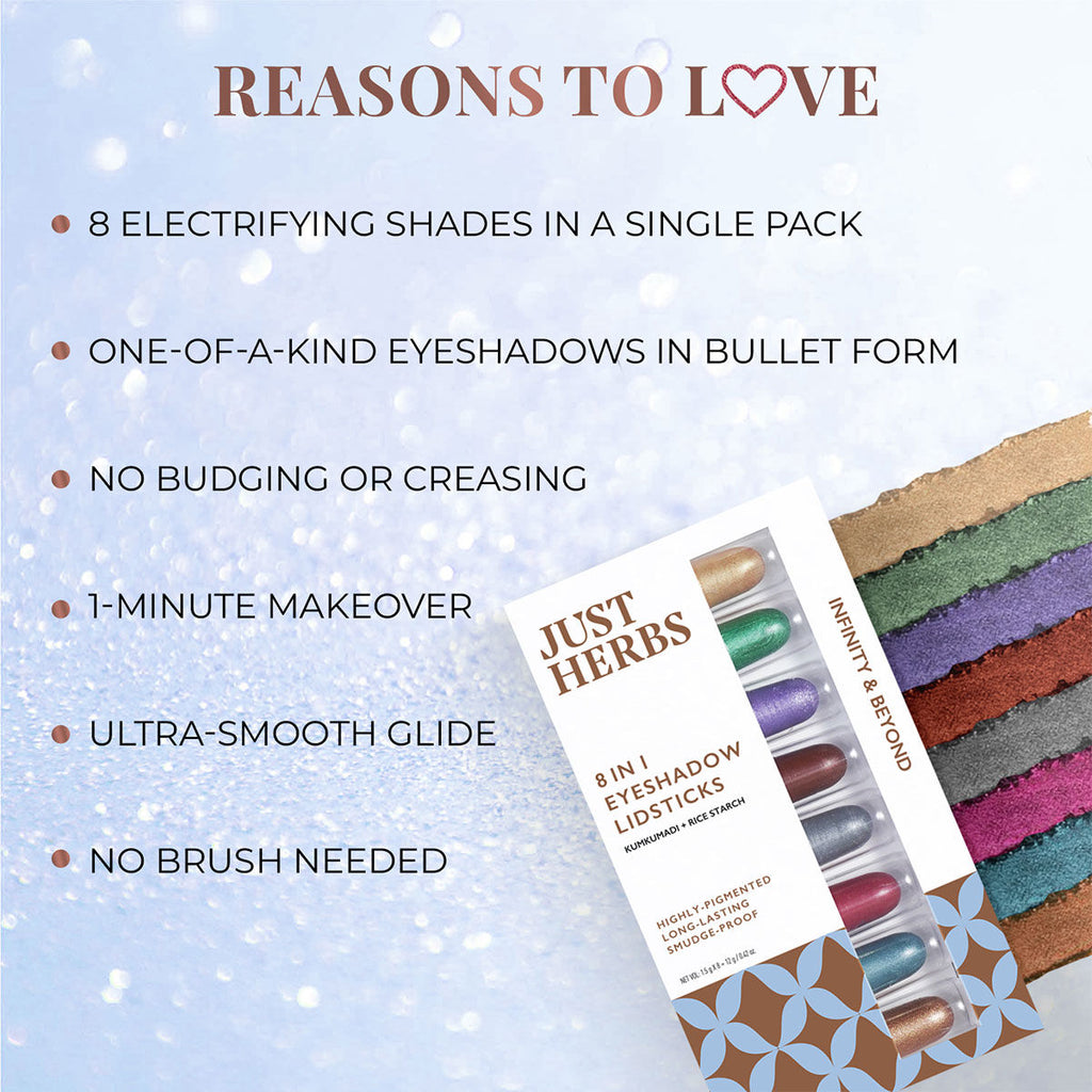 Just Herbs 8 In 1 Eye Shadow Lidsticks Highly-pigmented Long-lasting Smudge-proof